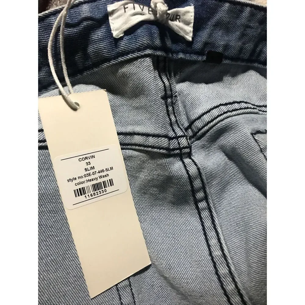 Five Four Corvin Slim Jeans Mens Size 33 Heavy‎ Wash Light Blue NWT - Picture 5 of 7